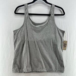 Kalon Scoop Neck Tank Women L Pullover Shelf Bra Stretch Loungewear Heather Gray